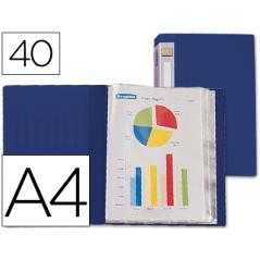 Carpeta liderpapel personaliza 31722 40 fundas polipropileno din a4 azul lomo personalizable