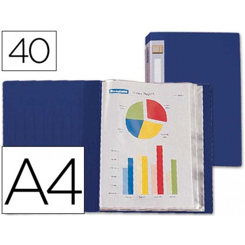 Carpeta liderpapel personaliza 31722 40 fundas polipropileno din a4 azul lomo personalizable