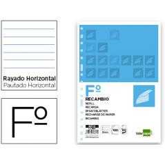 Recambio liderpapel folio 100 hojas 60g/m2 horizontal sin margen 16 taladros