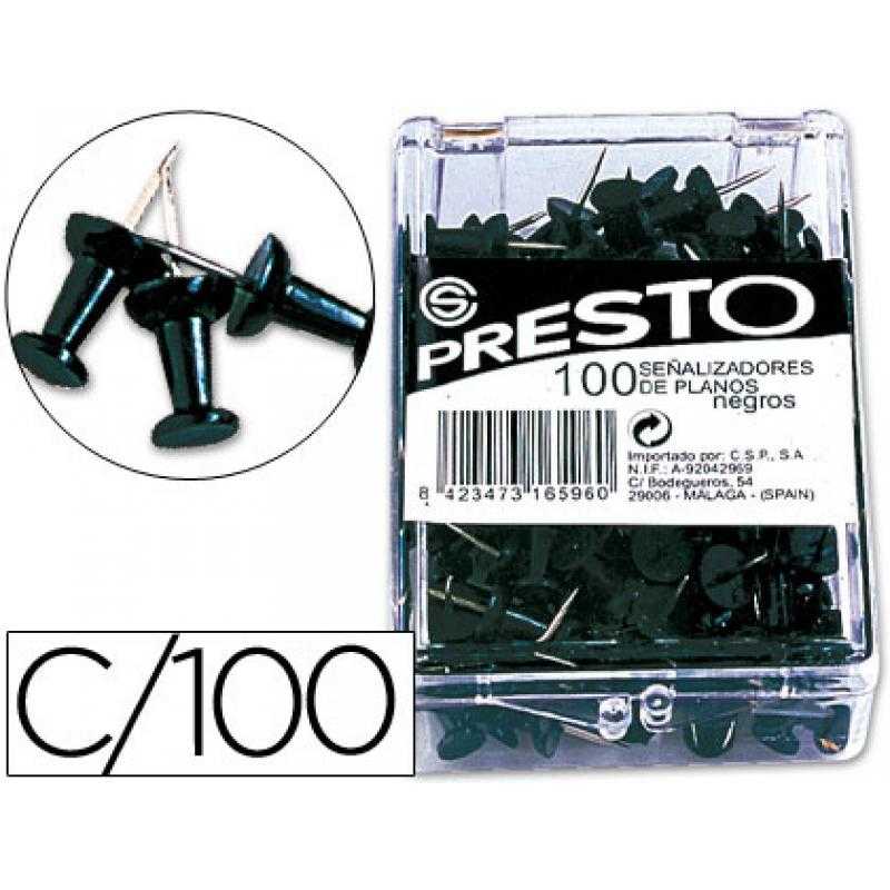 Señalizador de planos presto negro -caja de 100 unidades