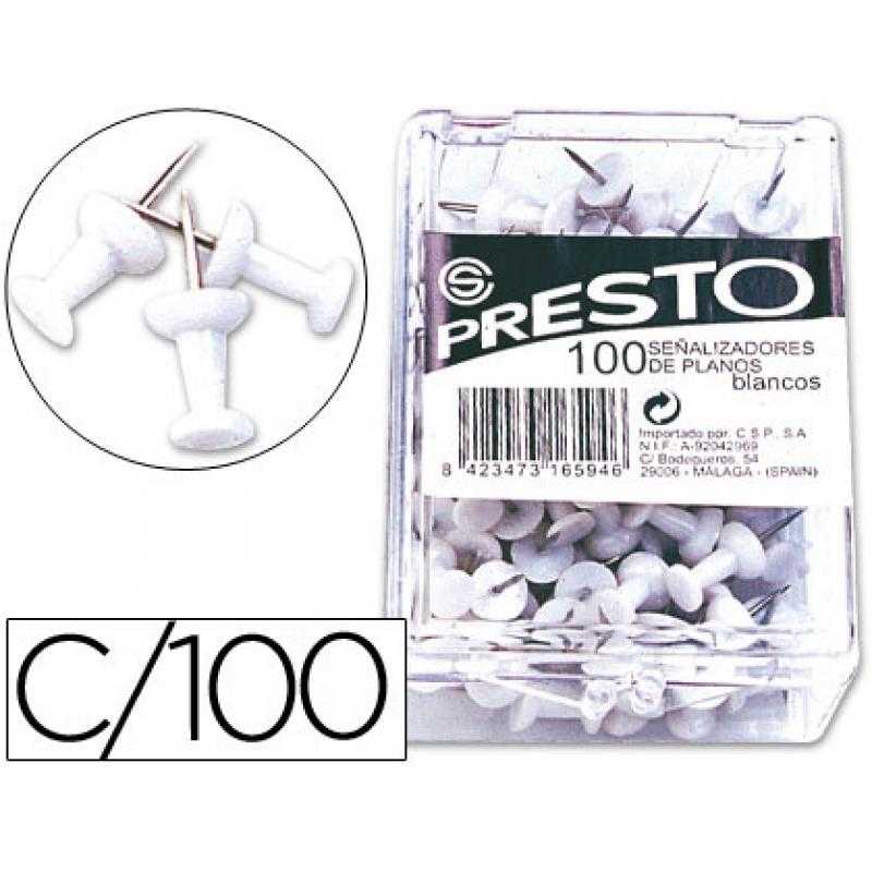 Señalizador de planos presto blanco -caja de 100 unidades