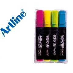 Rotulador artline fluorescente ek-660 4 -punta biselada -bolsa de 4 rotuladores