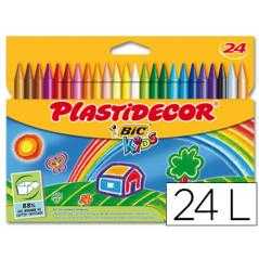 Lápices cera plastidecor caja de 24 colores
