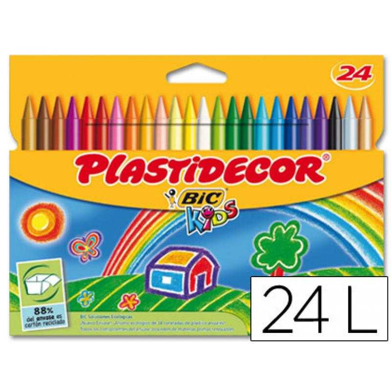 Lápices cera plastidecor caja de 24 colores