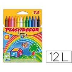 Lápices cera plastidecor caja de 12 colores