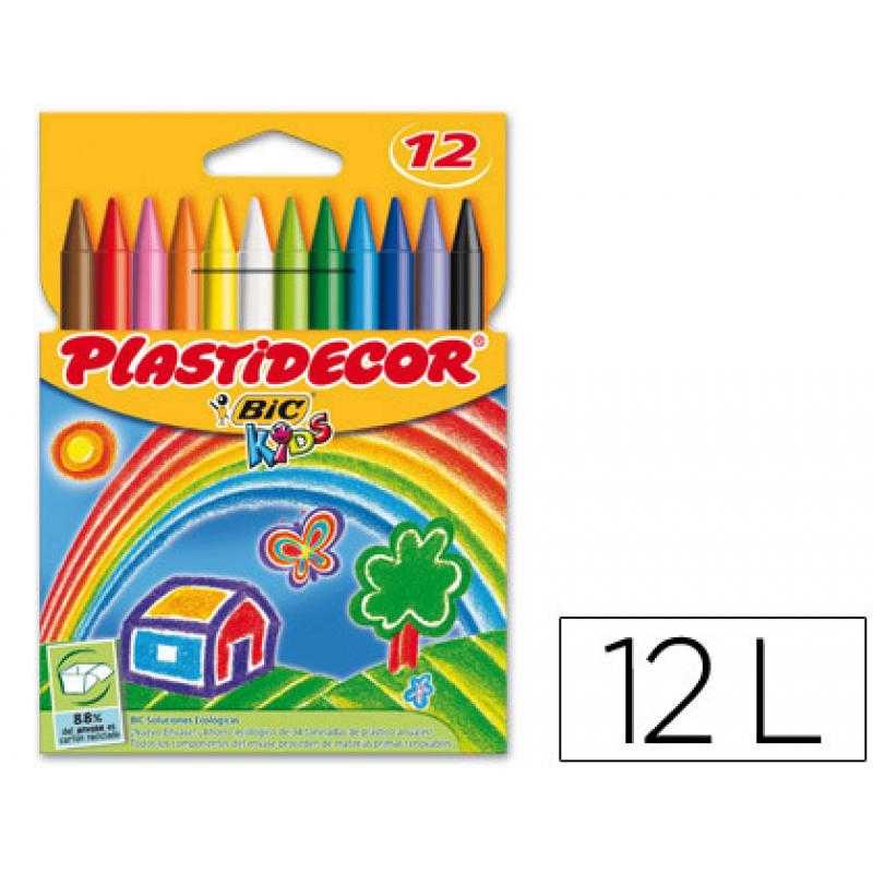 Lápices cera plastidecor caja de 12 colores