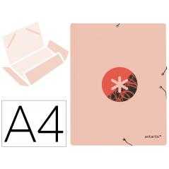 Carpeta liderpapel antartik gomas a4 3 solapas cartón forrado trending 2020 color coral