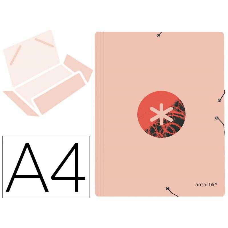 Carpeta liderpapel antartik gomas a4 3 solapas cartón forrado trending 2020 color coral