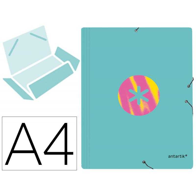 Carpeta liderpapel antartik gomas a4 3 solapas cartón forrado trending 2020 color turquesa