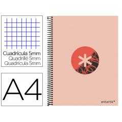 Cuaderno espiral liderpapel a4 micro antartik tapa forrada120h 100 gr cuadro 5 banda 4 taladros trending coral 2020