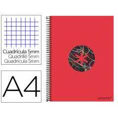 Cuaderno espiral liderpapel a4 micro antartik tapa forrada120h 100 gr cuadro 5 banda 4 taladros trending rojo 2020