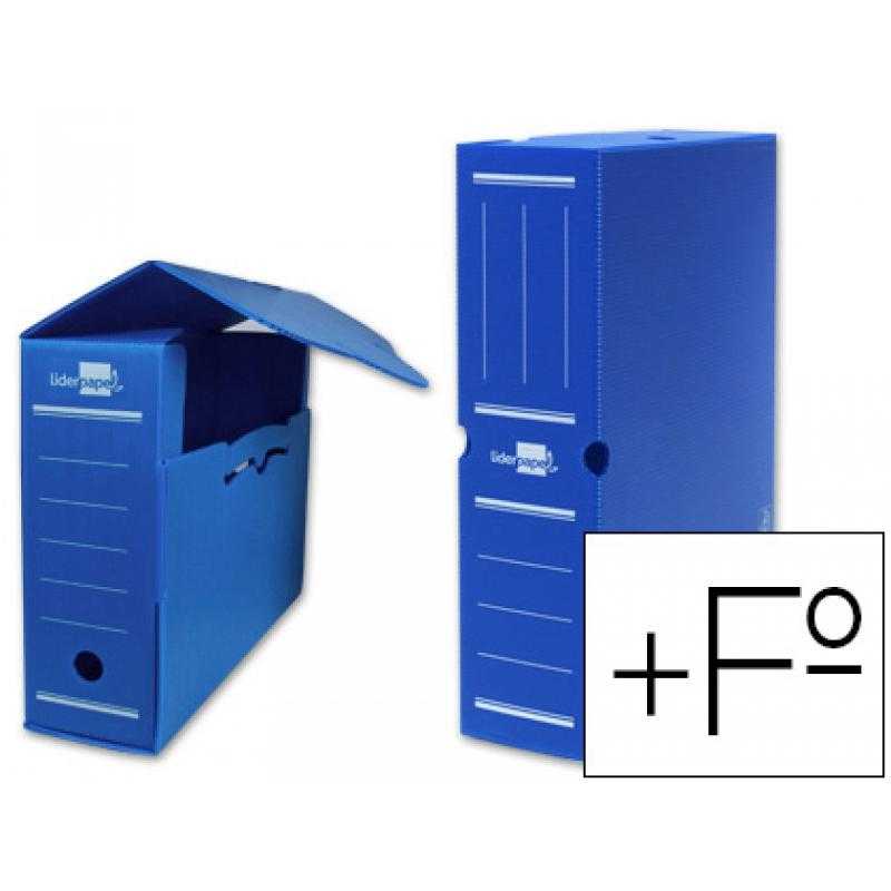Caja archivo definitivo plástico liderpapel azul tamaño 387x275x105 mm