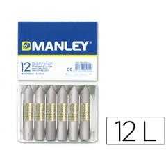 Lápices cera manley unicolor plata -caja de 12 n.75