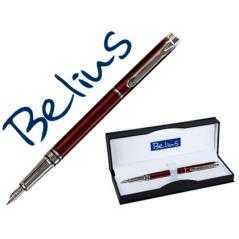 Pluma belius nuremberg rojo tinta azul en estuche