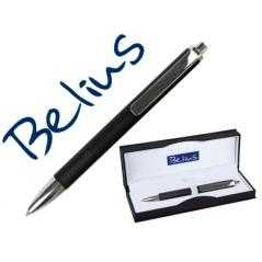 Bolígrafo de gel belius charleroi negro punta 0,5 mm tinta azul en estuche