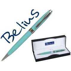 Bolígrafo belius marsella verde menta mecanismo helicoidal punta 1 mm tinta azul en estuche