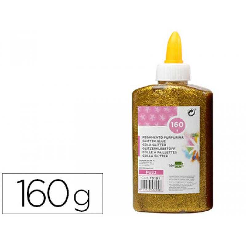 Purpurina pegamento liderpapel fantasía oro metalizado bote de 160 gr
