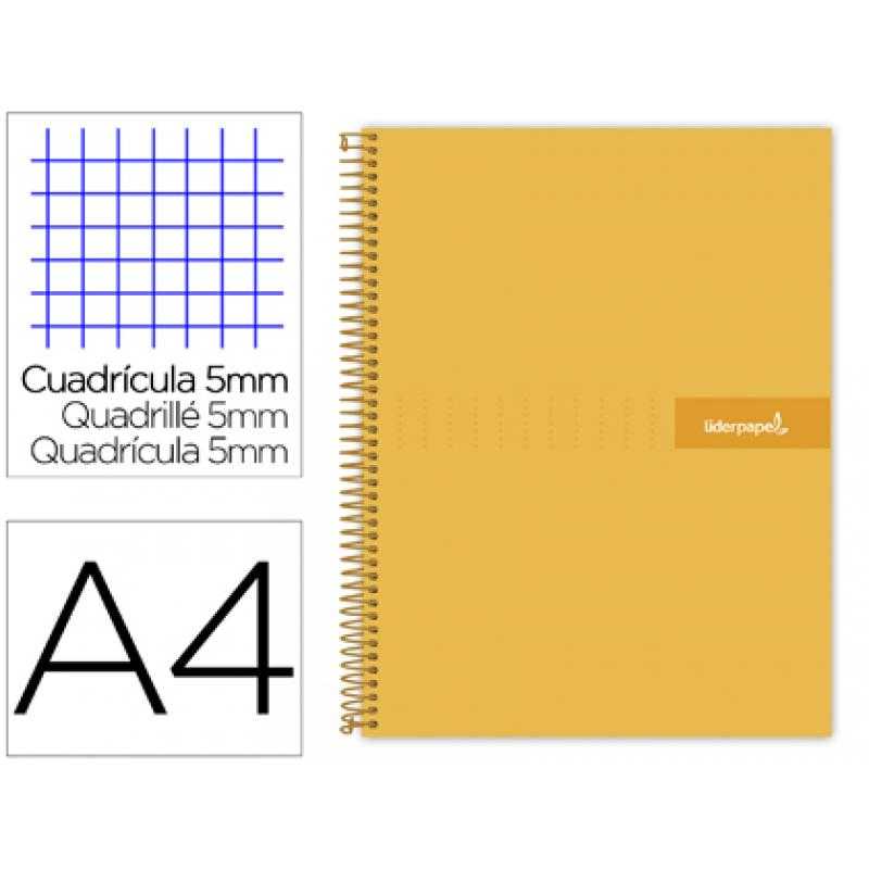 Cuaderno espiral liderpapel a4 micro crafty tapa forrada 120h 90 gr cuadro 5 mm 5 bandas 4 colores color naranja