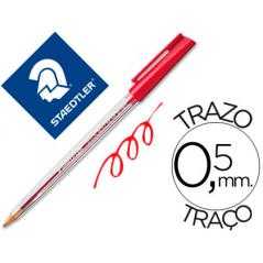 Bolígrafo staedtler stick rojo con capuchón