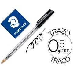 Bolígrafo staedtler stick negro con capuchón