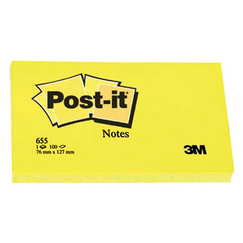 Bloc de notas adhesivas quita y pon post-it 76x127 mm con 100 hojas 655