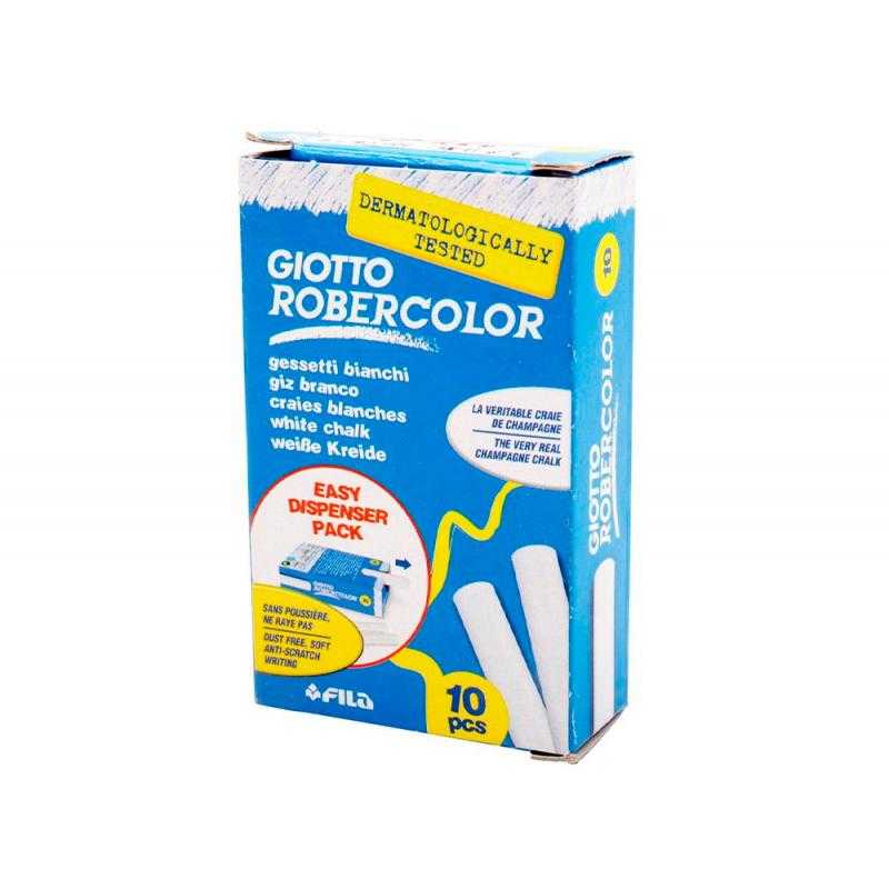 Tiza blanca antipolvo robercolor -caja de 10 unidades