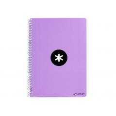Cuaderno espiral liderpapel a5 antartik tapa dura 80h 100 gr cuadro 5mm color lavanda