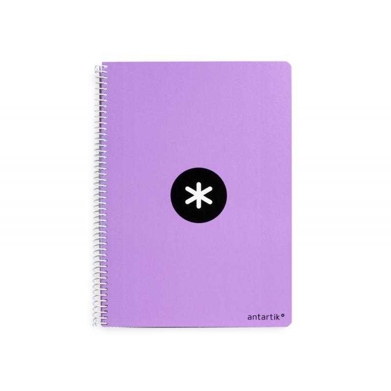 Cuaderno espiral liderpapel a5 antartik tapa dura 80h 100 gr cuadro 5mm color lavanda
