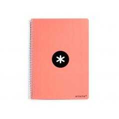 Cuaderno espiral liderpapel a5 antartik tapa dura 80h 100 gr cuadro 5mm color coral
