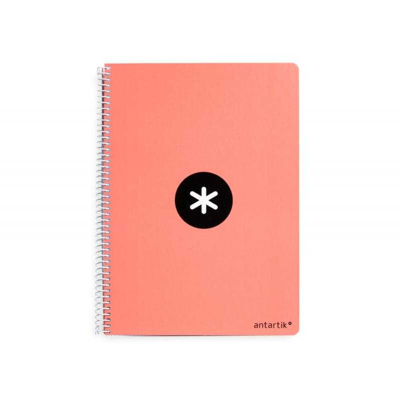 Cuaderno espiral liderpapel a5 antartik tapa dura 80h 100 gr cuadro 5mm color coral
