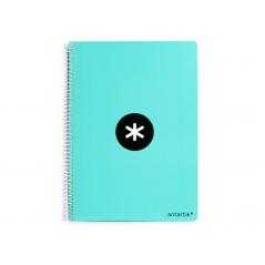 Cuaderno espiral liderpapel a5 antartik tapa dura 80h 100 gr cuadro 5mm color menta