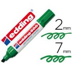 Rotulador edding marcador permanente 500 verde -punta biselada 7 mm