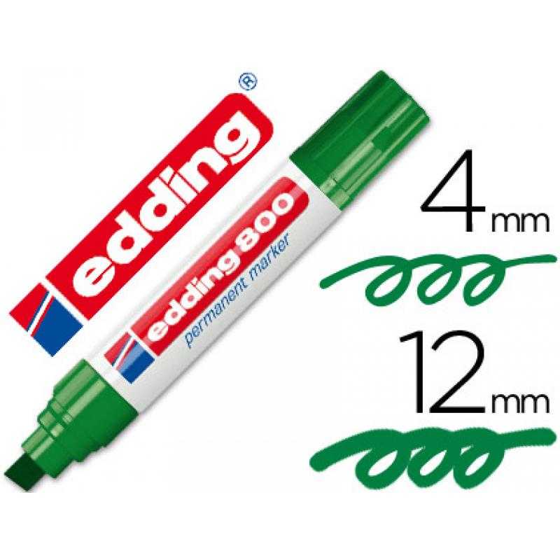 Rotulador edding marcador permanente 800 verde -punta biselada 12 mm