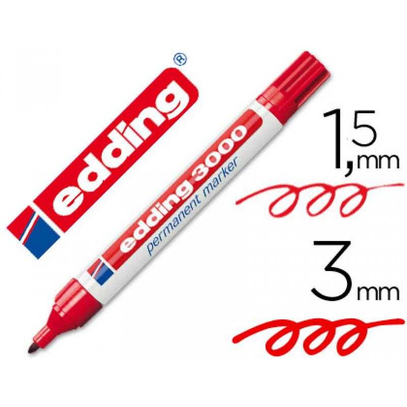 Rotulador edding marcador permanente 3000 rojo -punta redonda 1,5-3 mm