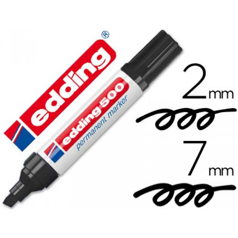 Rotulador edding marcador permanente 500 negro -punta biselada 7 mm