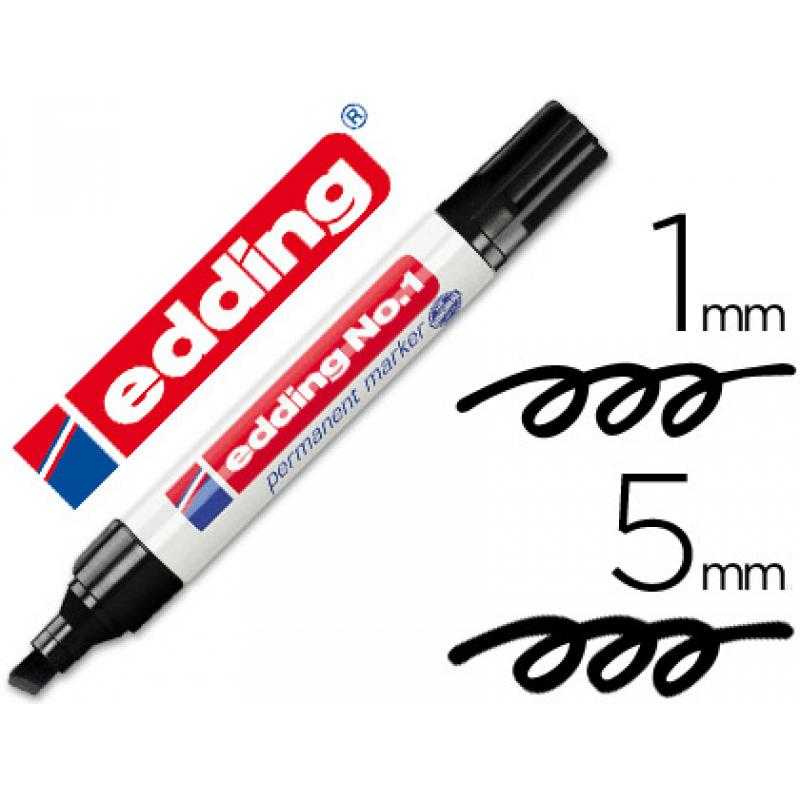 Rotulador edding marcador permanente 1 negro -punta biselada 5 mm