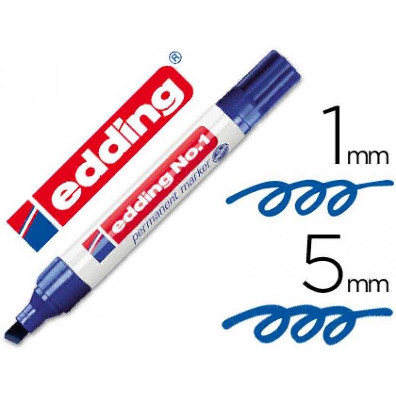Rotulador edding marcador permanente 1 azul -punta biselada 5 mm recargable