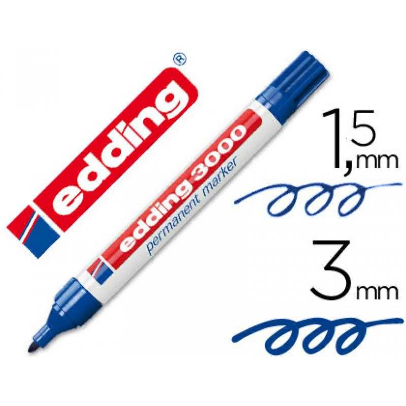 Rotulador edding marcador permanente 3000 azul -punta redonda 1,5-3 mm recargable