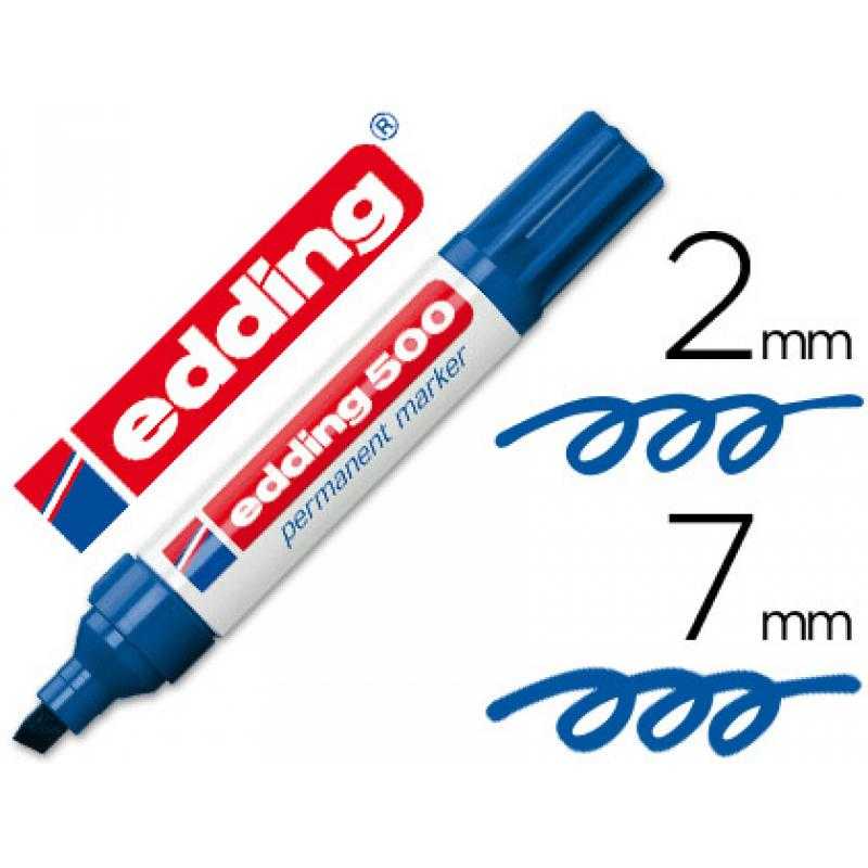 Rotulador edding marcador permanente 500 azul -punta biselada 7 mm recargable