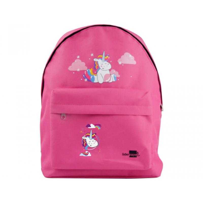 Cartera escolar liderpapel mochila unicornio color rosa 380x280x120mm