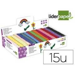 Plastilina liderpapel en barras de 150 gramos - caja de 15 unidades colores surtidos