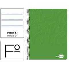 Cuaderno espiral liderpapel folio write tapa blanda 80h 60gr pauta 2,5 mm con margen color verde