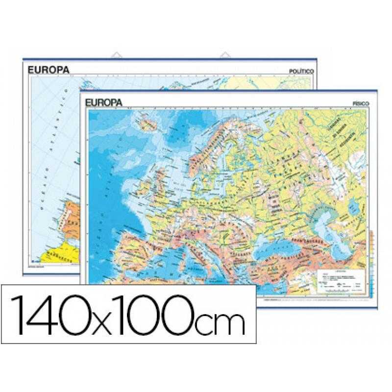Mapa mural europa fisico/politico -140 x 100 cm