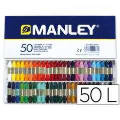 Lápices cera manley -caja de 50 colores ref.150