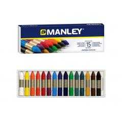 Lápices cera manley -caja de 15 colores ref.115