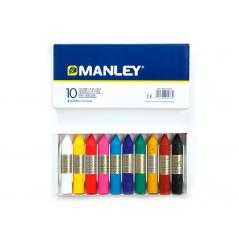 Lápices cera manley -caja de 10 colores ref.110