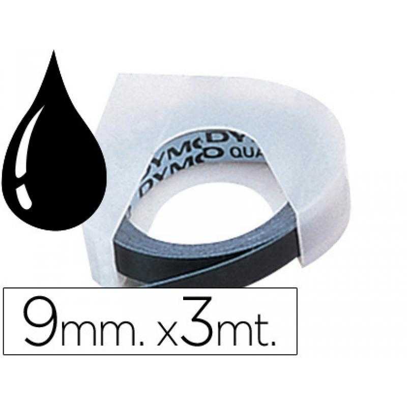 Cinta dymo 9mm x 3mt negra -tradicional